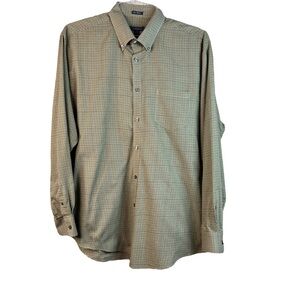 Van Heusen Size Large 16-16-1/2 No Iron Plaid Print Long Sleeve Buttonup…